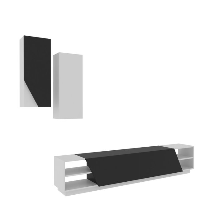 Hanah Home Mueble de TV Zebra Blanco y Negro